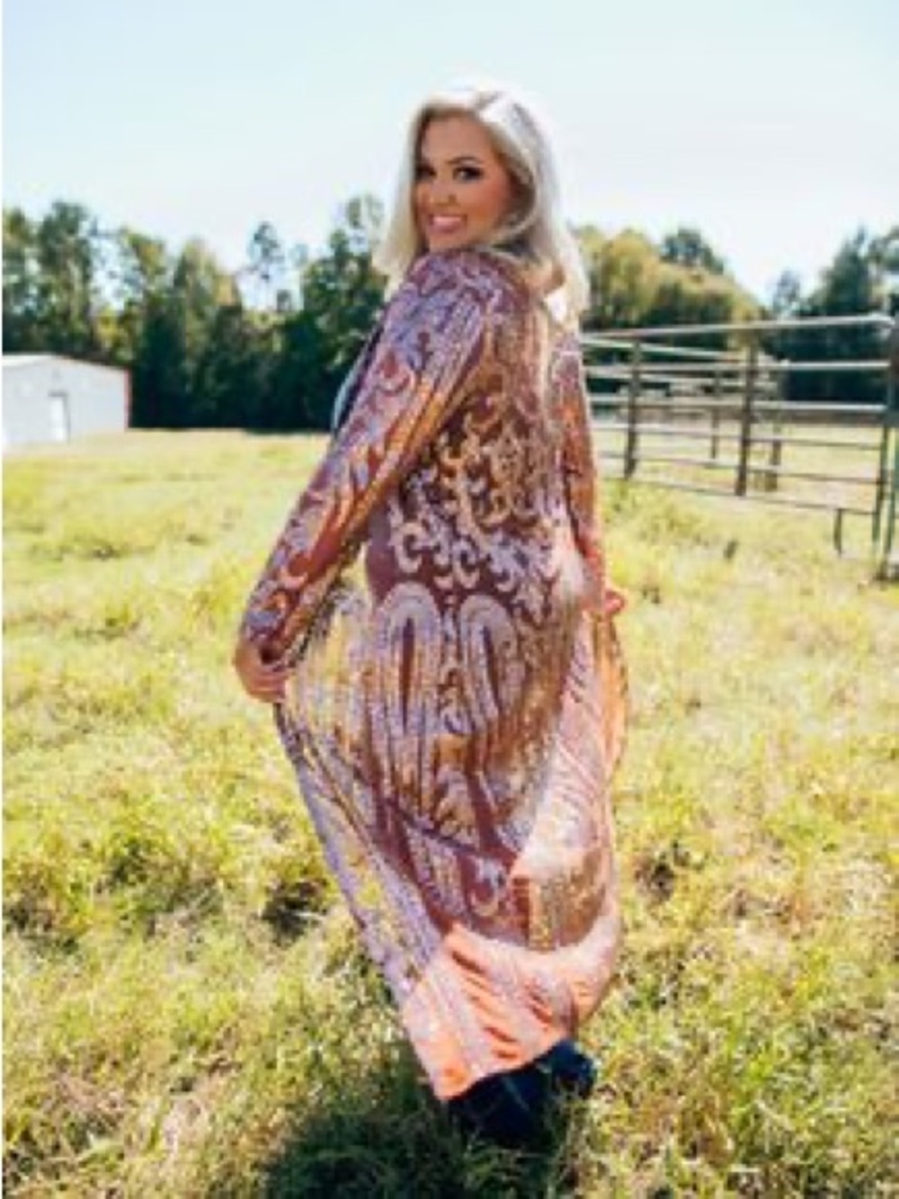 Southern Fried Chics Sequin Duster Burgundy Gold Boho Western Festival Small New